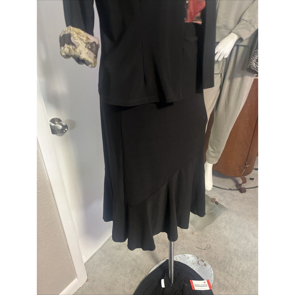 NWT Small Black Midi Skirt Contrasted Hemline By Modes Crystal - Picture 5 of 10